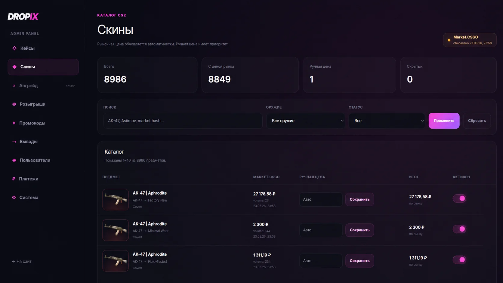 DROPIX admin panel
